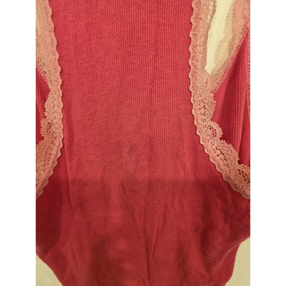 Vintage Y2K Hollister Lace Trim Cami Tank Top Women's Medium Pink Romantic